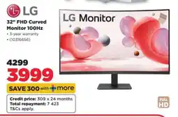 HiFi Corp LG 32 FHD Curved Monitor 100Hz offer