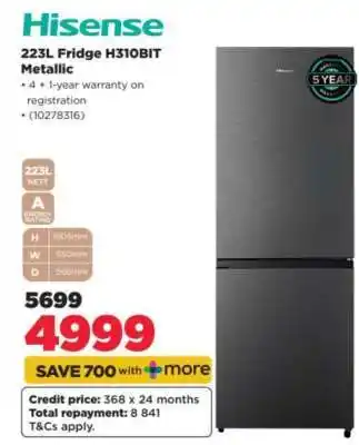 HiFi Corp Hisense 223L Fridge H310BIT Metallic offer