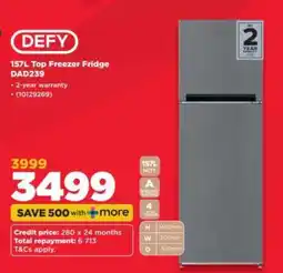 HiFi Corp DEFY 157L Top Freezer Fridge DAD239 offer