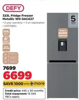 HiFi Corp DEFY 323L Fridge Freezer Metallic WD DAC627 offer