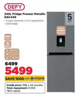 HiFi Corp DEFY 245L Fridge Freezer Metallic DAC449 offer