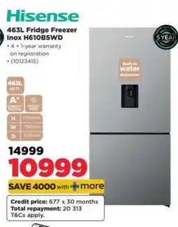 HiFi Corp Hisense 463L Fridge Freezer Inox H610BSWD offer