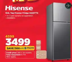 HiFi Corp Hisense 154L Top Freezer Fridge H225TTS offer