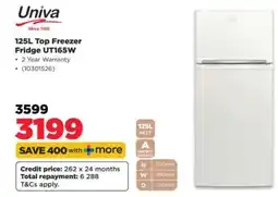 HiFi Corp Univa 125L Top Freezer Fridge UTI65W offer