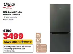 HiFi Corp Univa 117L Combi Fridge Metallic UB155M offer