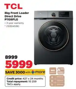 HiFi Corp TCL 8kg Front Loader Direct Drive P1108FLG offer