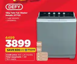 HiFi Corp Defy 15Kg Twin Tub Washer Metallic DTT151 offer