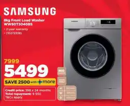 HiFi Corp Samsung 8kg Front Load Washer WW80T3040BS offer