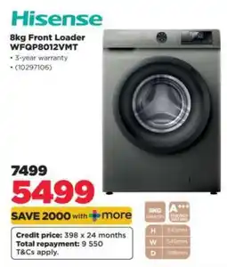 HiFi Corp Hisense 8kg Front Loader WFGP8012VMT offer