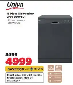 HiFi Corp Univa 13 Place Dishwasher Grey UDW301 offer