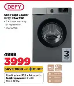HiFi Corp DEFY 6kg Front Loader Grey DAW392 offer