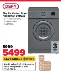 HiFi Corp Defy 6kg Air Vented Dryer Manhattan DTD236 offer