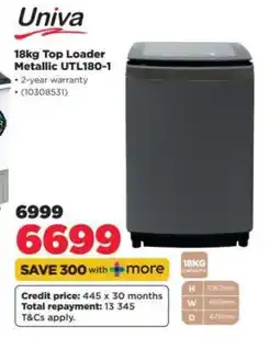 HiFi Corp Univa 18kg Top Loader Metallic UTL180-1 offer