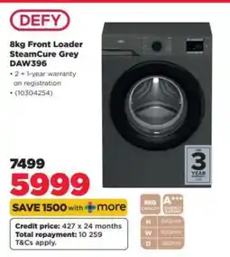 HiFi Corp DEFY 8kg Front Loader SteamCure Grey DAW396 offer
