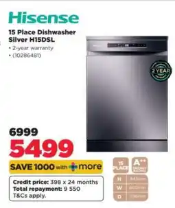HiFi Corp Hisense 15 Place Dishwasher Silver H15DSL offer