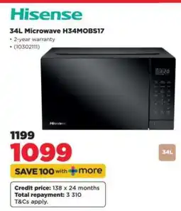 HiFi Corp Hisense 34L Microwave H34MOBS17 offer