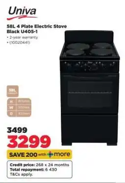 HiFi Corp Univa 58L 4 Plate Electric Stove Black U405-1 offer