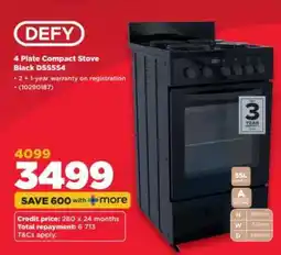 HiFi Corp DEFY 4 Plate Compact Stove Black DSS554 offer