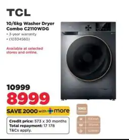 HiFi Corp TCL 10/6kg Washer Dryer Combo C2110WDG offer