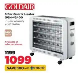 HiFi Corp Goldair 6 Bar Quartz Heater GQH-42400 offer