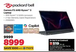 HiFi Corp Packard Bell Carrera F3 AMD Ryzen 3 Laptop offer