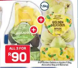 Pick n Pay Hypermarket PnP Golden Delicious Apples 1.5kg, Avocados Bag and Bananas offer