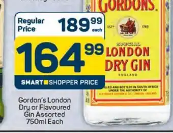 Pick n Pay Hypermarket Gordon's London Dry or Flavoured Gin Assorted 750ml offer