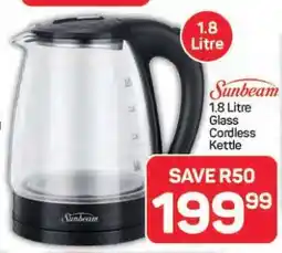 Pick n Pay Hypermarket Sunbeam 1.8 Litre Glass Cordless Kettle offer