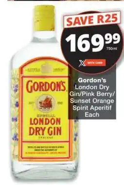 Checkers Gordon's London Dry Gin offer
