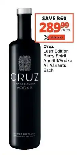Checkers CRUZ Vintage Black Vodka offer
