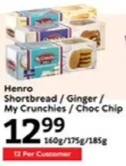 Oxford Freshmarket Henro Shortbread/ Ginger/ My Crunchies/ Choc Chip offer