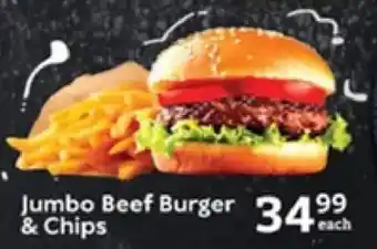 Oxford Freshmarket Jumbo Beef Burger & Chips offer