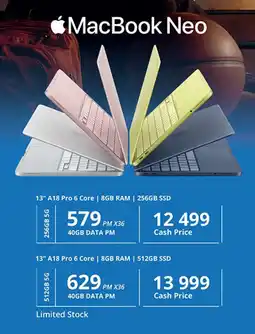 Cellucity Apple MacBook Neo 13" A18 Pro 6 Core 8GB RAM 256GB SSD offer