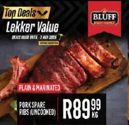 Bluff Meat Supply Pork spare ribs uncooked offer