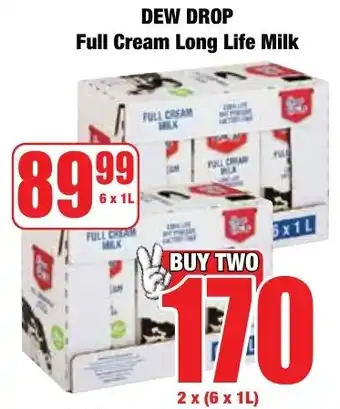 Boxer Superstores Dew Drop Full Cream Long Life Milk offer
