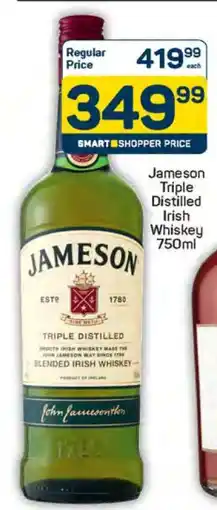 Pick n Pay Jameson Triple Distilled Irish Whiskey 750ml offer
