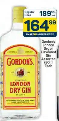 Pick n Pay Gordon’s London Dry or Flavoured Gin Assorted 750ml Each offer