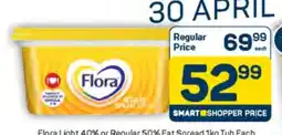 Pick n Pay Flora Light 40% or Regular 50% Fat Spread 1kg Tub offer