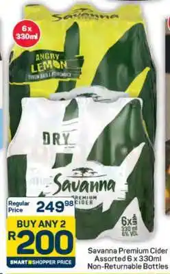 Pick n Pay Savanna Premium Cider Assorted 6 x 330ml Non-Returnable Bottles offer