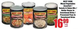 Boxer Superstores Best Cook Mixed Vegetables Assorted/ Tomato & Onion Mix/ Butter Beans In Sweetened Brine/ Process Peas In Sweetened Brine offer