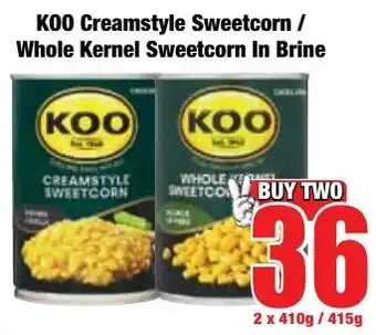Boxer Superstores Koo Creamstyle Sweetcorn/ Whole Kernel Sweetcorn In Brine offer
