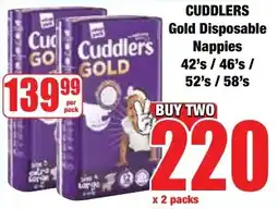 Boxer Superstores Cuddlers Gold Disposable Nappies offer