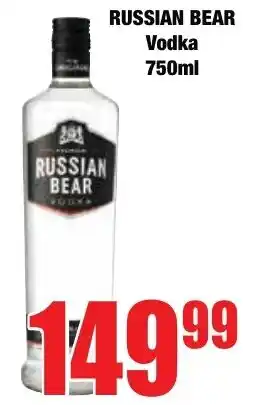 Boxer Superstores Russian Bear Vodka offer