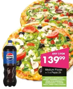 Save Medium Pizzas and Pepsi offer