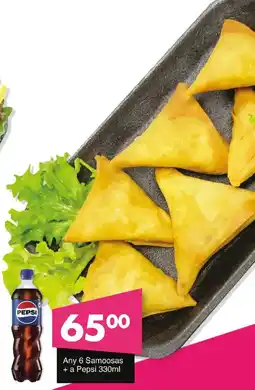 Save Samoosas + a Pepsi offer