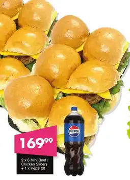 Save Mini Beef/ Chicken Sliders + Pepsi offer