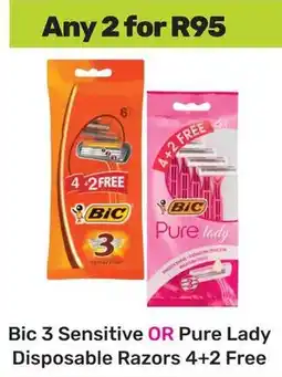 Game Bic 3 Sensitive OR Pure Lady Disposable Razors offer