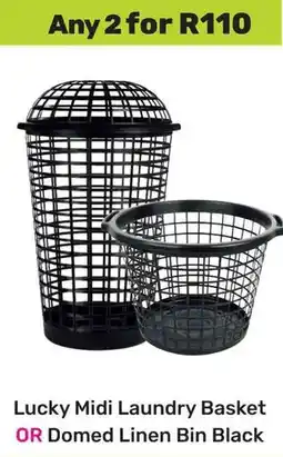 Game Lucky Midi Laundry Basket OR Domed Linen Bin Black offer