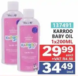 Arrow Cash And Carry Karroo baby oil offer