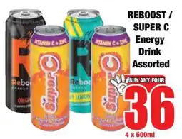 Boxer REBOOST / SUPER C Energy Drink Assorted offer